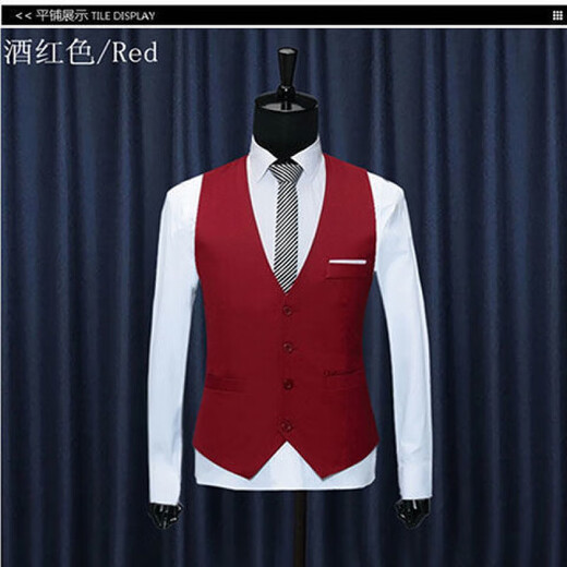 ZoScheck Korean version jacket suit men's vest men's horse clip slim and handsome business casual professional groomsman formal wear black XL