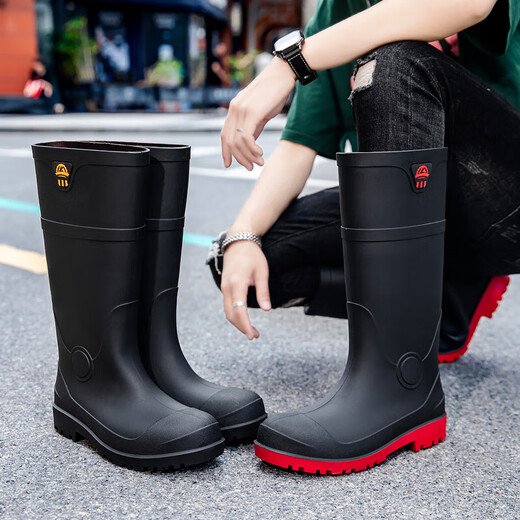 Sol Lora Spezialstiefel für Anti-Snake-Biss verdickte neue hochröhrchen Stahlkopfstahlboden Regenstiefel Männer Anti-Smash- und Anti-Punktion