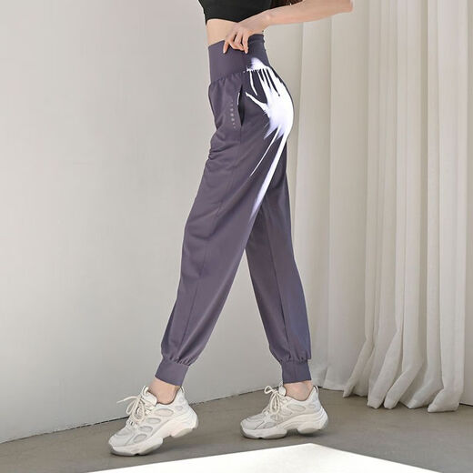 Shantou Lincun Yoga Wear Pilates Suit Three-piece Loose 2025 Quick-drying High-Elastic Sports Suit Women's Summer Large Size Slim Gray Purple (Short Sleeve) + Dark Purple (Trousers) One Set One Size Suitable for 80-110 Jin Jin is equal to 0.5 kg Wear