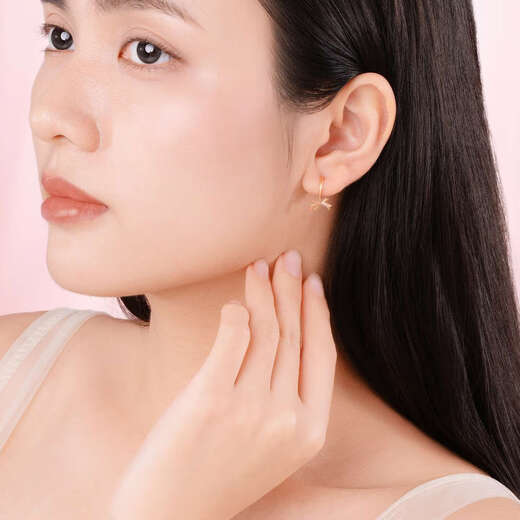 Trendy Acer small lucky bow 18K gold diamond earrings for women, rose gold earrings for girlfriend birthday gift, pre-sale, red 18K gold, single style