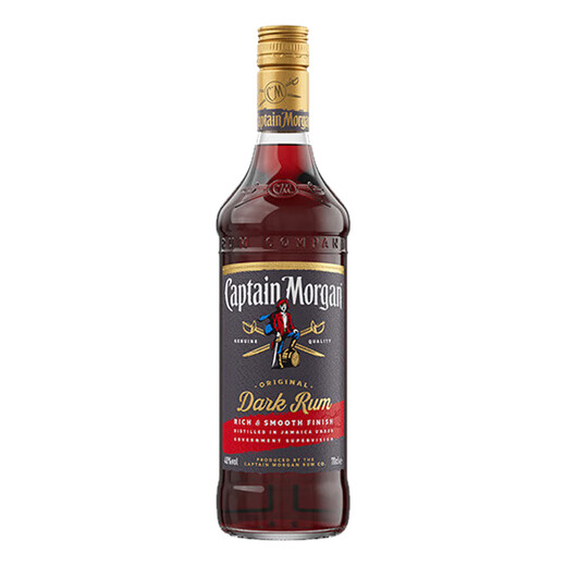 摩根船长（Captain Morgan）品牌授权 摩根船长黑牙买加朗姆酒 摩根黑标黑朗姆洋酒 700mL 1瓶