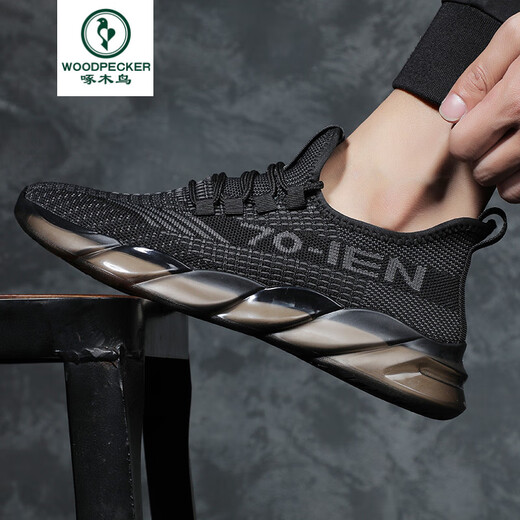 Holzspecker High-End New Summer Sports Schuhe atmungsaktive Freizeitschuhe Neue trendige Mesh Dad Schuhe Herren-Laufschuhe 9888 Schwarz 40
