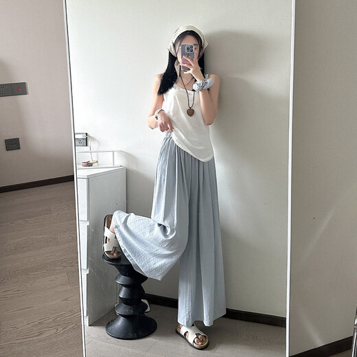 [Fallen lassen Röcke] Feste Farbe Lazy Old Money Style Acht-Punkte-Hose mit breiten Beinen lässige, lockere und schlanke, hoch taillierte Sommerfrauen, erdige gelbe Farbe L [Vorgeschlagen 118-136 Jin [Jin ist 0,5 kg]]]