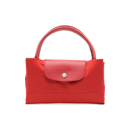 珑骧（longchamp）手提包LONGCHAMP珑骧LEPLIAGE按扣拉链开合再生帆布帆布中号女款 番茄色