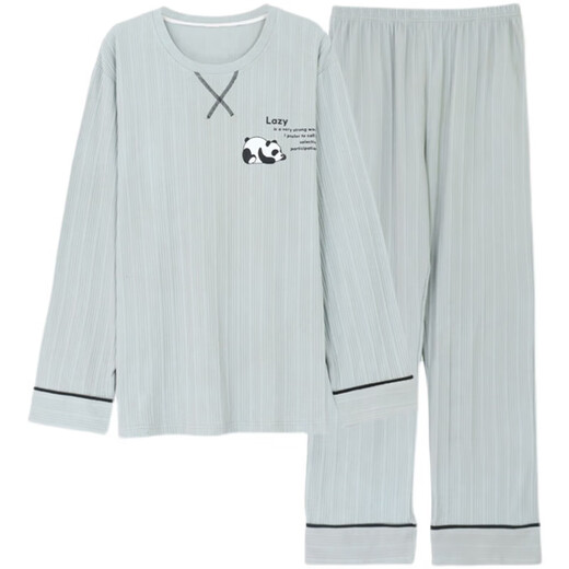Pang Donglai DL Frühlings- und Herbst-Pyjamas für Männer reine Baumwoll-Langarmhose koreanische losen lässige Anzüge können außen für Sommer, Herbst und Winter Home Clothes Black Blue_zy9901 L (empfohlene 100-130jin [Jin gleich 0,5 kg]) getragen werden (Jin gleich 0,5 kg])
