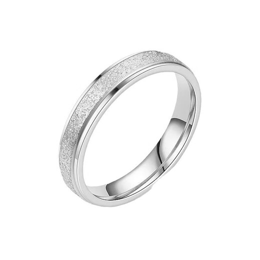 Gypsophila frosted black and white ring for men and women niche high-end design couple rings titanium steel non-fading ring Gypsophila frosted silver ring No. 9 reference weight 125-150Jin Jin is equal to 0.5kg and is worn by the crowd