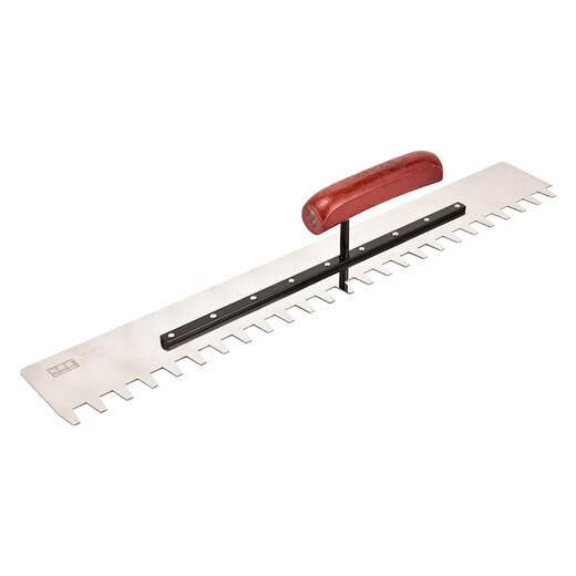 Kemaixin extended stainless steel trowel tile iron plate serrated bricklayer's trowel with toothed plaster pull groove new tiling tool beech handle extended stainless steel serrated trowel