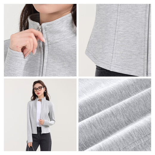 MJ STYLE Air Layer Slim Jacket Women's 2025 Autumn New Stand Collar Zipper Versatile Casual Slim Short Sports Top