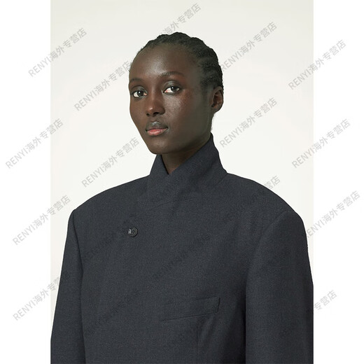 LEMAIRE女士墨绿色柔软斜角褶皱定裁西装外套官方旗舰正品 墨绿色 均码 34