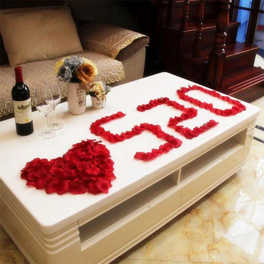 Three-April Tiger simulated rose petals wedding confession decoration hand-spreading flowers Valentine's Day proposal to create romantic wedding room layout supplies Powder from heart Jin [Jin equals 0.5 kg] about 7,000 pieces