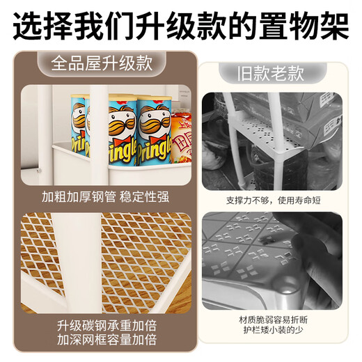Quanpinwu trolley storage rack removable floor-to-ceiling storage rack household snack kitchen multi-layer carbon steel wheeled shelf Sibai