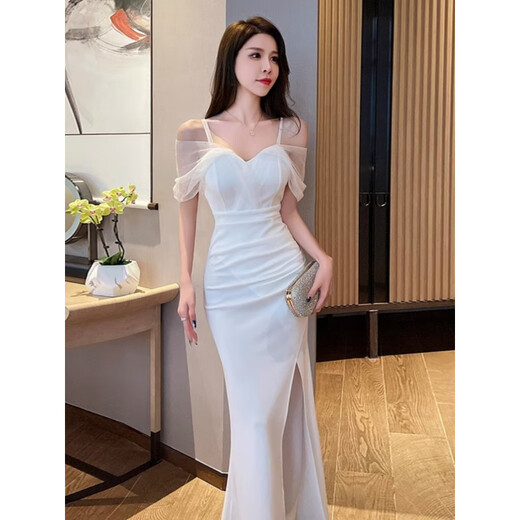 A 21 FUNB夜场KTV性感连衣裙女晚礼服足浴按摩桑拿SPA沐足技师工作服包臀裙 3882黑色 M 建议95-105斤