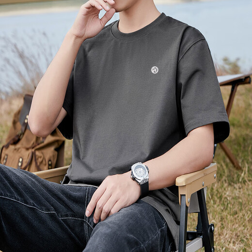 Avec du coton pur pur t-shirt à manches courtes pour hommes Ins Summer T-shirt blanc polyvalent de style Hong Kong Couples de haut à manches, de coton pur blanc Shirts à manches courtes - 1365 s [suggéré 90-115jin [Jin est égal à 0,5 kg]]]