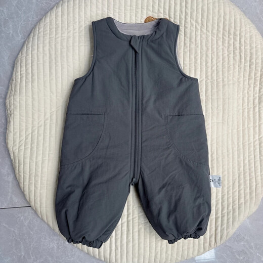 Warm winter duck and duck baby three-proof down cotton overalls for infants and toddlers, cotton and thickened jumpsuits for boys and girls, winter trendy harem jackets, gray 73