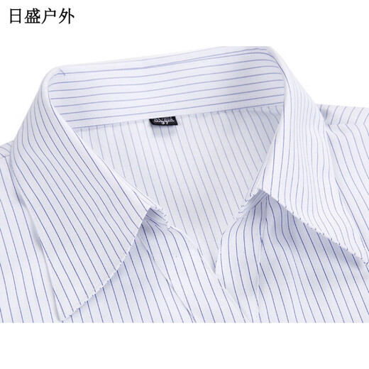 何佳功建行工作服女式正装领白底蓝色竖条纹短袖衬衫方领修身银行工作服 3882女V领修身浅兰斜纹短袖 46