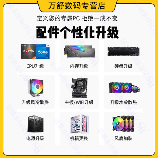 Wanshu 12th generation i3 12100F independent display host Core i3 10100F quad-core colorful business office computer host host desktop computer assembly computer DIY computer configuration two