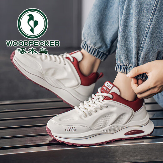
Woodpecker Daddy Men's Shoes Summer New Mesh Breathable Thick Sole Heightening Casual Shoes Men's Sports and Evergrande Trendy Shoes Men's White 42