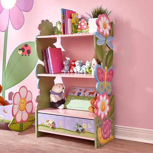 OUOETYteamson Fenduoqi детская книжная полка книжная полка с картинками детский шкафчик для хранения игрушек мебель для детского сада розовый волшебный сад книжная полка W-7500A