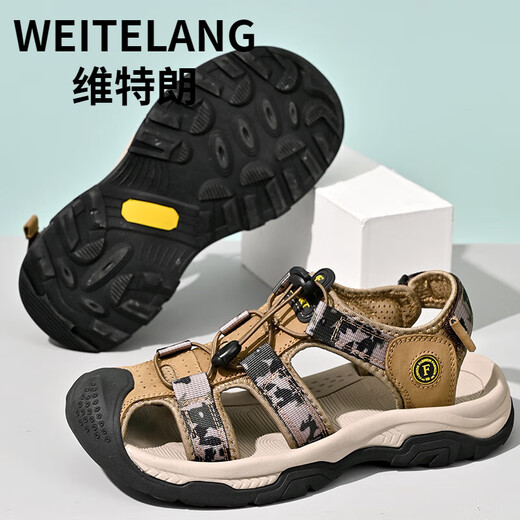 WEITELANG维特朗夏季包头凉鞋男士2025新款防臭防水外穿两用防滑沙滩鞋凉拖鞋 9898黑色 39