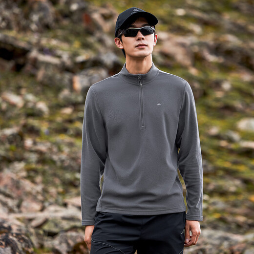 Pathfinder outdoor fleece jacket men's sports mountaineering top pullover casual stand-up collar bottoming shirt half-cardigan sports warm top