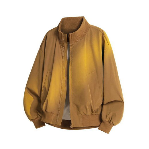 
Fumile American bomber bomber jacket men's spring and autumn loose trendy silhouette high-end street handsome jacket brown XL
