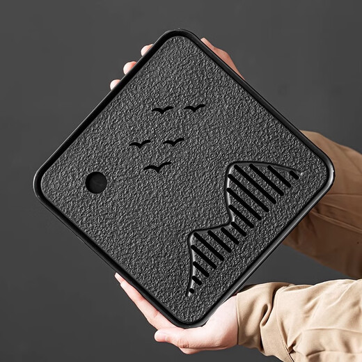 Zhexuan (zhexuan) square small imitation black gold stone tea tray for household simple small tea table dry soaking and draining Kungfu tea set water storage tray