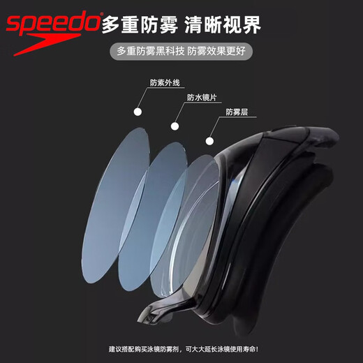 Speedo swimming goggles imported high-definition anti-fog waterproof large field of view Cyclone3 men's and women's large-frame professional swimming goggles set imported upgraded anti-fog black