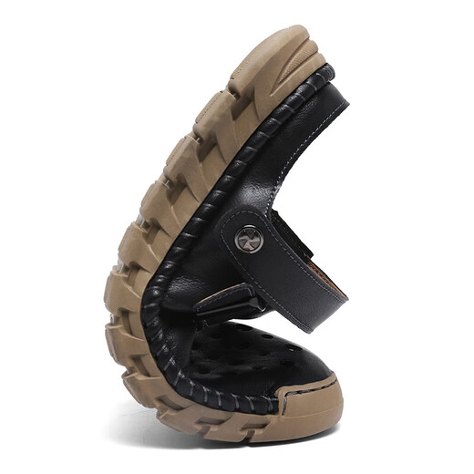 Außensandalen Männer 2025 Neue Baotou -Sandalen Herrenschuhe mit atmungsaktivem, weicher Sohle reiner Mikrofaser -Leder -Sandalen Khaki [Mikrofaserleder A675] 42