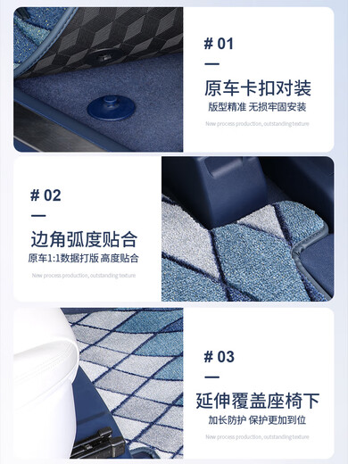 KEOGHS适配25新款别克gl8phev陆尚脚垫专用插混全包围地毯垫ES陆尊地板 前排中排三排金年华绒毯4件套 别克GL8新能源24-25款(4199奢享)