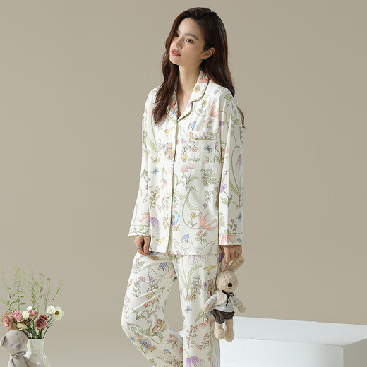 El algodón de la primavera y el verano de Yalu se puede usar pijamas fuera de la manga larga 96% de pijama de algodón en primavera y otoño, un juego de ropa para el hogar de algodón 3e3294 [algodón de clase A] m: peso recomendado 80-100 Jin [Jin equivale a 0.5 kg]