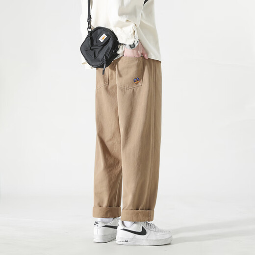 Uniqlo uniqlo reine Baumwoll-Arbeitshose für Männer Sommer Dünne japanische Modemarke Schöne lässige, lockere große YHK9215 Military Green M _90-110Jin [Jin gleich 0,5 kg] kann getragen werden