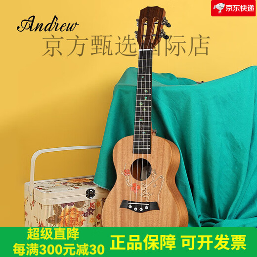 安德鲁（ANDREW）初学者女尤克里里学生男儿童桃花芯木【小鹿】新手吉他 【全桃花心】26寸风之叶+全套配