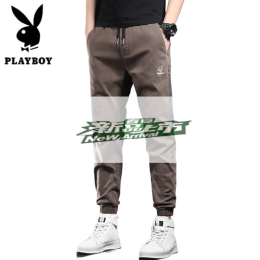 花花公子（PLAYBOY）夏季薄款休闲裤男士潮牌宽松束脚运动裤2025新款夏天工装哈伦裤子 9859黑色 4XL 38码
