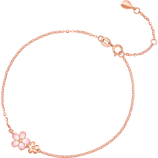 Saturday blessing 18K gold bracelet female cherry blossom drunken bracelet birthday gift 16+3cm