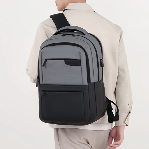 Neuer Business-Herren-Geschäftsreiserucksack mit großem Fassungsvermögen, USB-Anschluss, Multifunktions-Computertasche, Studentenrucksack, hellgrau, Einheitsgröße