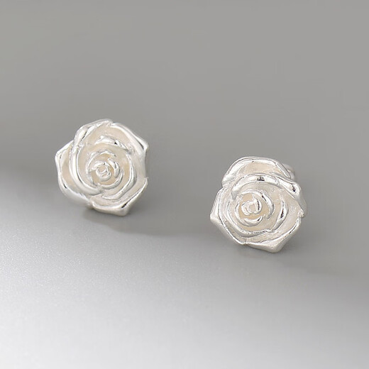 Yumian sterling silver earrings 999 pure silver earrings and earrings birthday gifts for girls 2025 new jewelry accessories high-end romantic rose screw earrings