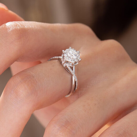 Nilan Fat Donglai same style pt950 platinum moissanite round bag ring royal manor silver moissanite diamond ring luxury 1 gram 1 carat D color thickened plated standard South African real diamond No. 9