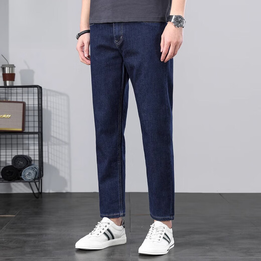 
Seven Wolves High-end Men's Business Jeans Men's Summer 2025 New Fashion Brand Washed Slim Feet Cropped Pants Men 9901 Blue Gray 28