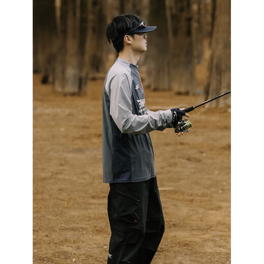 EWE 2025 new outdoor fishing collarless sun protection clothing long-sleeved T-shirt quick-drying, breathable, light and elastic, light gray XL