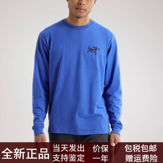 始祖鸟（ARC'TERYX）新款时尚舒适透气简约KRAGGSLlogo印花透气长袖T恤男款 石绿色/磷光/Stone Green XS