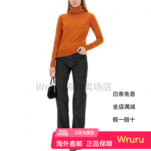 Vivienne Westwood -Logo gedruckt Hochnacken Pullover Langarm Pullover Frauen Orange Orange S