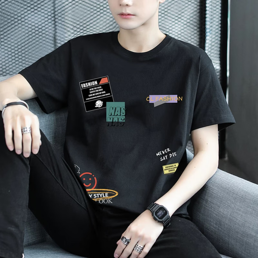 KMuysl Pure Coton T-shirt à manches courtes Brand à la mode masculine Summer Youth Junior High School and High School Duyled Dishirts T-shirt Clothes Summer Hg-T9918 White M (110jin [Jin est égal à 0,5 kg] ou moins)