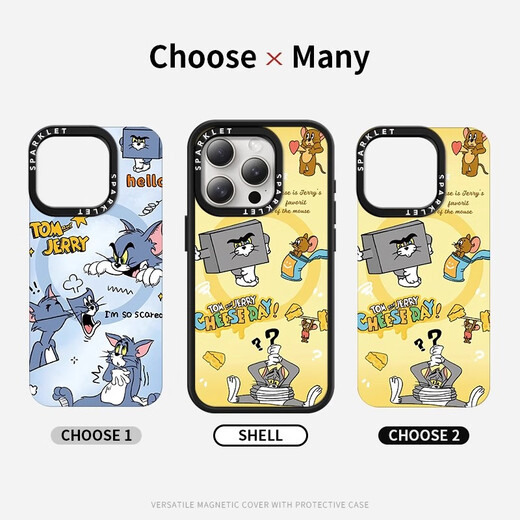 
Beautiful Ten Cent (MSMF) Cat and Mouse Apple Couple Mobile Case Tom Cat Jerry Mouse Magnetic Mag Safe Charging Cute Cartoon Anime Applicable Men and Women Anti-fall Protector Case [Magnetic Acrylic] Cat and Mouse-BG1477G iPhone15