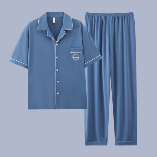 Zipjbx Pajamas pour hommes à manches courtes à manches courtes en coton mince pyjamas pour hommes et à la maison d'été pour la taille plus et à la manche à manches courtes) l [suggéré 100-120 Jin [Jin est égal à 0,5 kg]]]