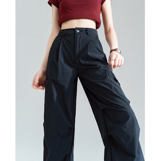 
TonLion 2025 summer women's work pants thin loose pleated straight casual pants