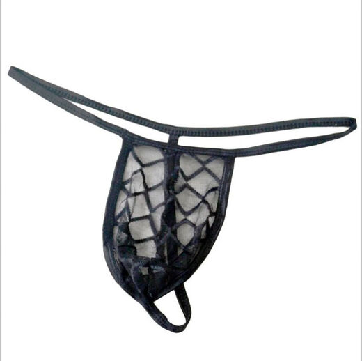 Men's Sexy Underwear Men's Special Thong Transparent Mesh T-Pants Showing Buttocks and Flirting Black M