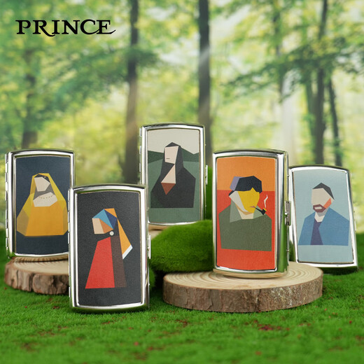 Prince Cigarette Boîte épaisse du milieu et mince Branche Prince Prince Prince Portable Boîte de cigarette personnalisée Portable Portable Couverture de protection en laiton Général YHC12131 Van Gogh Self-Portrait 12 pièces pour cigarettes grossières
