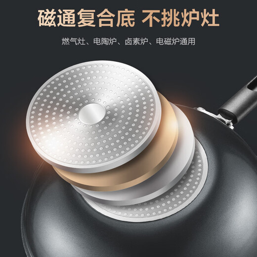 SUPOR non-stick cookware set, cooking pot, wok, frying pan, soup pot, three-piece set, household oil-free smoke kitchenware set, five-piece set - stir-fry + fry + steam + soup + milk pot, free soup spoon