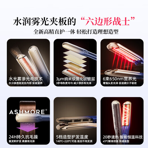 ASHMORE Matte Straight Plint Straight Hair Curling Dual-Purpose Curling Iron Pulling Hair Ironing Board Practical Gift Box for Birthday Gifts for Girlfriends, Boyfriends and Wife AS-MS01 Matte Blue 90mm