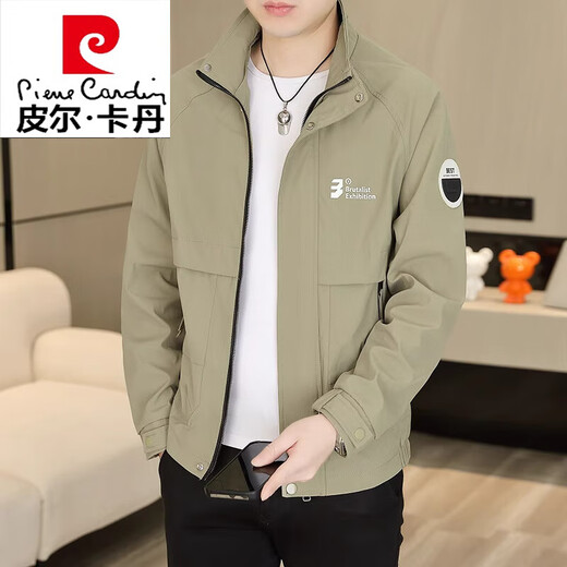 
Pierre cardin stand collar jacket men's spring and autumn new high-end casual and versatile work jacket short windbreaker jacket knitted 9928 brown L 85-105Jin [Jin equals 0.5 kg]
